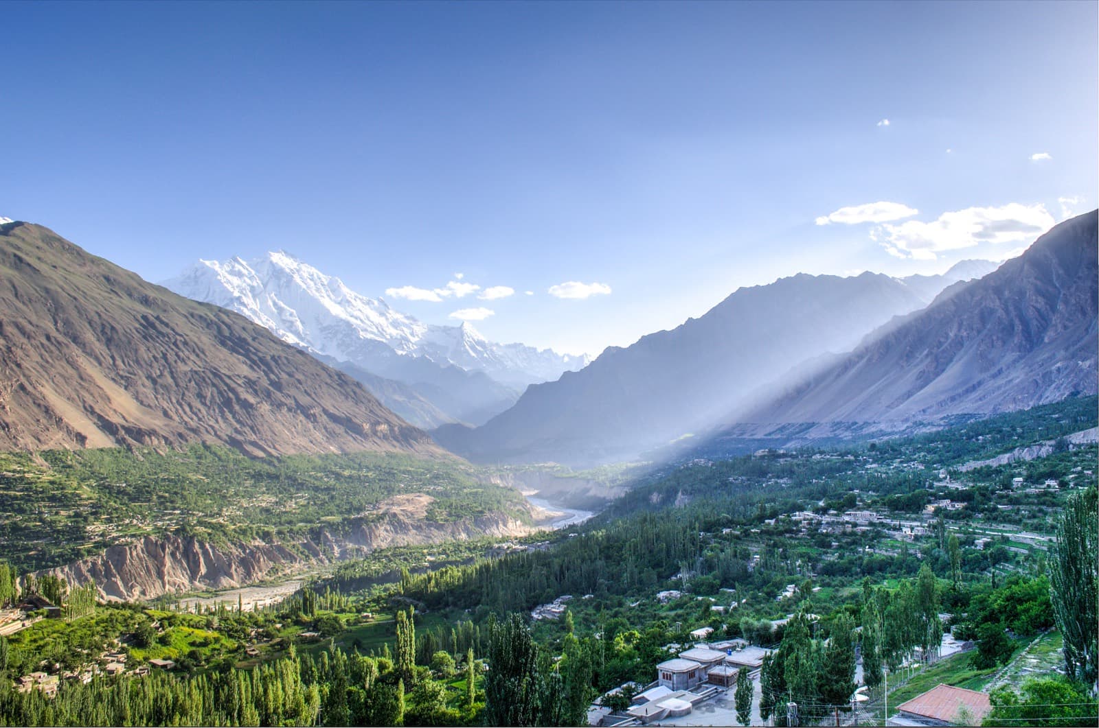 Terraced fields and peaks in Pakistan's northern valleys